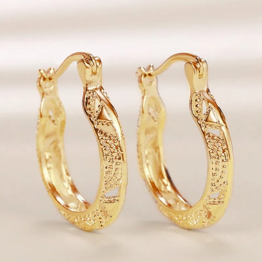 Vintage Gold Etched Pattern Earrings
