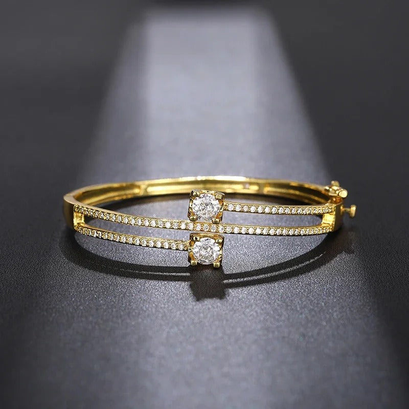 Vintage Gold Crystal Bangle Bracelet-Maryam Jewelry