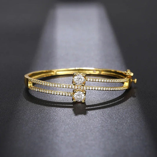 Vintage Gold Crystal Bangle Bracelet-Maryam Jewelry