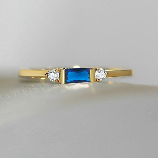 Gold Stunning Blue Center & Shimmering Ring-Maryam Jewelry
