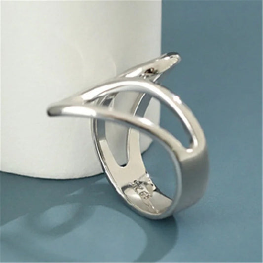 Vintage Silver Intertwined Open-Loop Design Ring-Maryam Jewelry