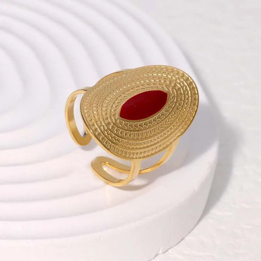 Classic Gold & Red Stone Versatile Adjustable Ring-Maryam Jewelry