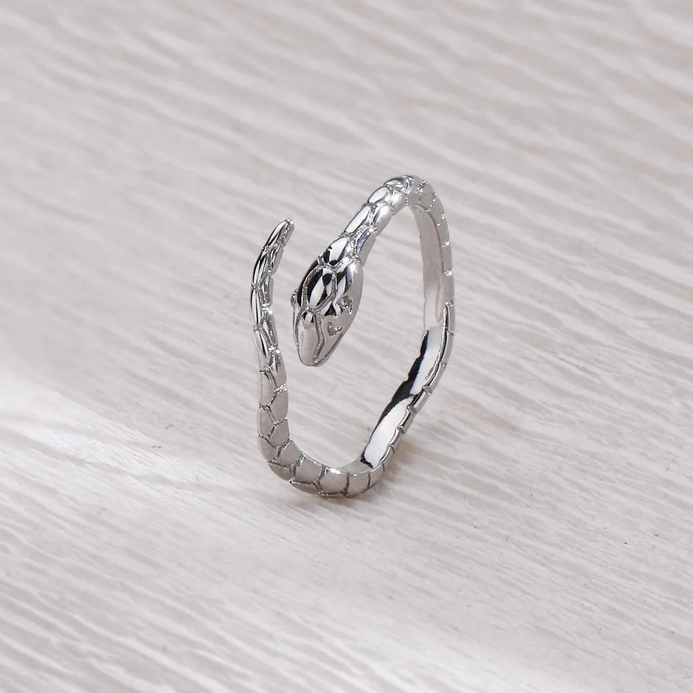 Timeless Silver Serpent Design Adjustable Ring-Maryam Jewelry