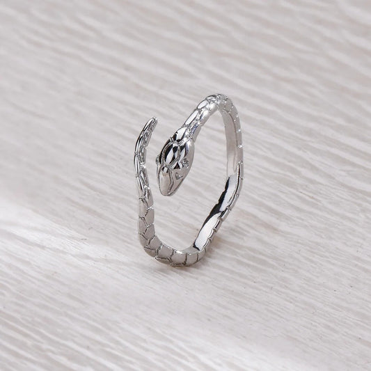 Timeless Silver Serpent Design Adjustable Ring-Maryam Jewelry