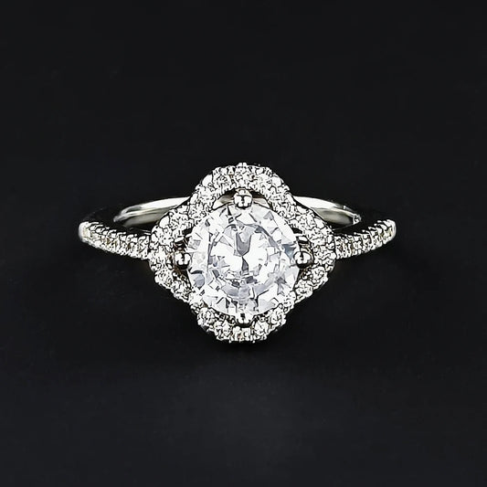 Vintage Silver & Floral Gemstone Diamond Ring-Maryam Jewelry