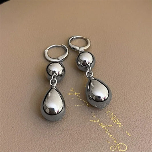 Vintage Silver Polished Teardrop Design Earrings-Maryam Jewelry
