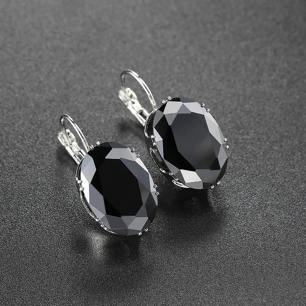 Classic Black Gemstone Earrings-Maryam Jewelry