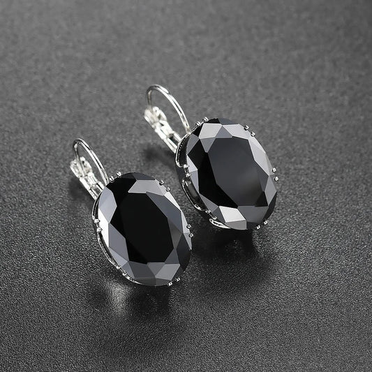Classic Black Gemstone Earrings-Maryam Jewelry