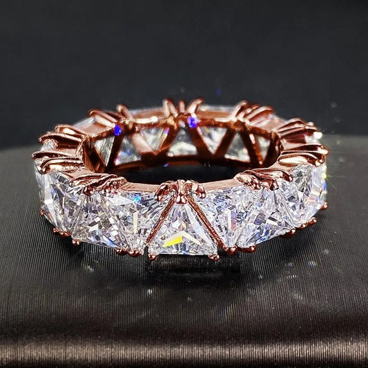 Vintage Rose Gold Triangular Stone Eternity Ring