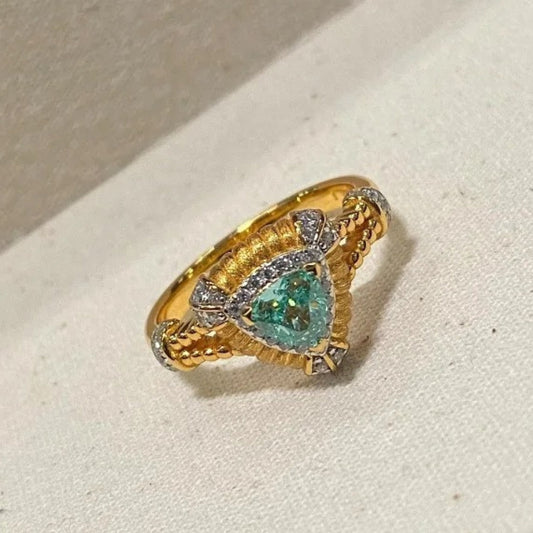 Classic Triangular Gorgeous Mint Green Adjustable Ring-Maryam Jewelry