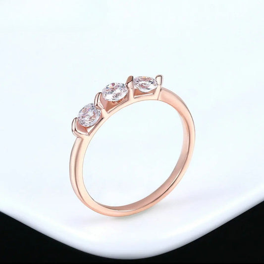 Timeless Rose Gold Triple Gemstone Crystal Ring-Maryam Jewelry