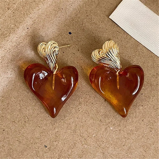 Retro Gold Heart-Shaped & Sculpted Gold Top Earrings-Maryam Jewelry