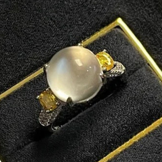 Classic Gold & Yellow Gemstone Moonstone Ring-Maryam Jewelry