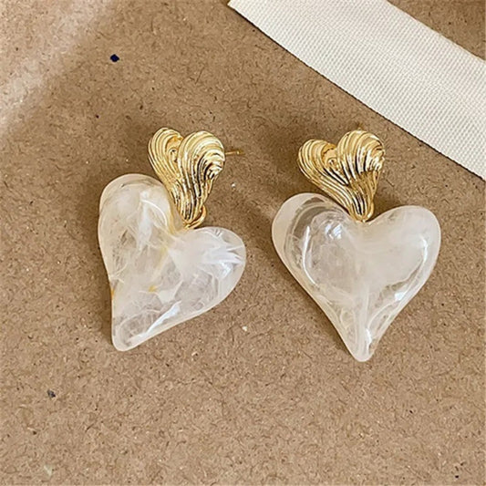 Vintage Heart Design & Swirling Gold Top Earrings-Maryam Jewelry