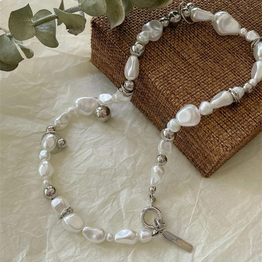Vintage Pearl & Silver Bead Necklace-Maryam Jewelry