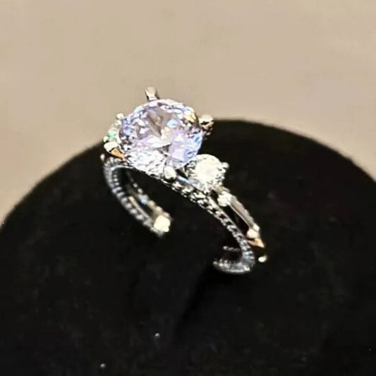 Vintage Silver Purple Gemstone Solitaire Ring-Maryam Jewelry