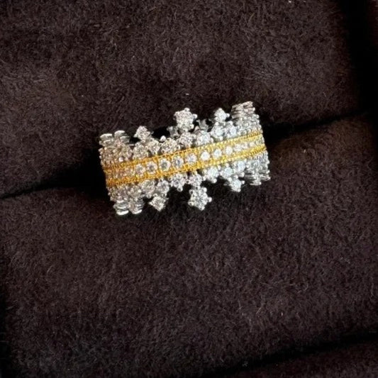 Vintage Silver & Gold Beautiful Palace Style Lace Crown Ring-Maryam Jewelry