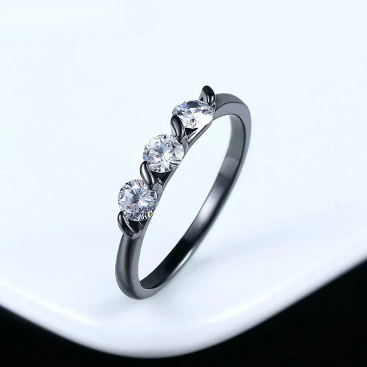 Vintage Black Triple Round Crystal Ring-Maryam Jewelry
