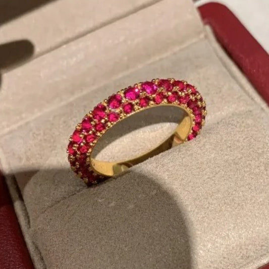Vintage Gold & Shiny Charm Retro Red Ring-Maryam Jewelry