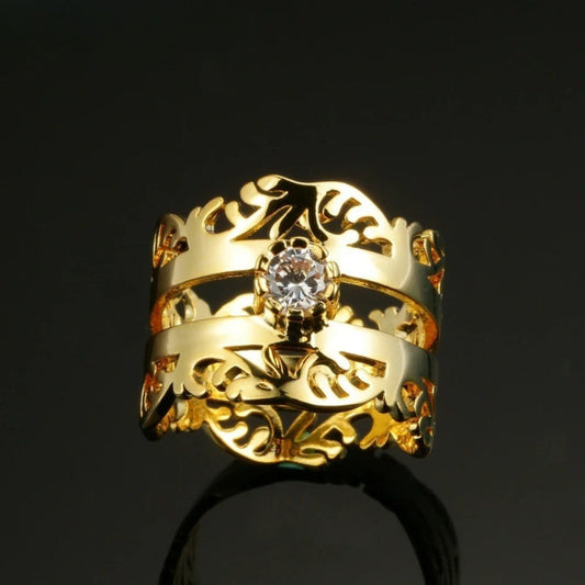 Antique-Style Gold Openwork Floral Ring-Maryam Jewelry